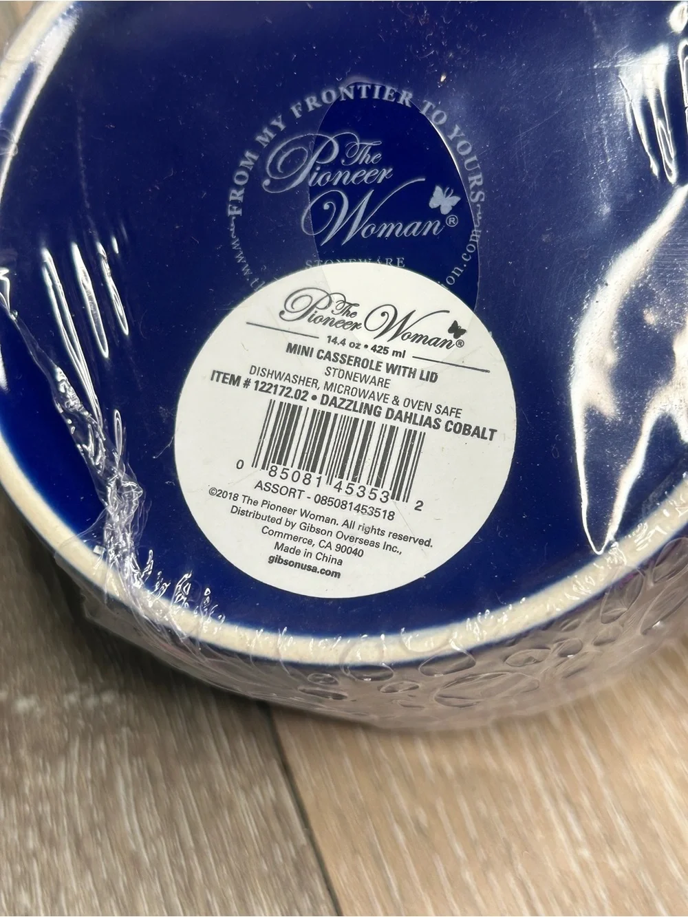 NWT Pioneer Woman Dazzling Dahlias Cobalt Mini Casserole Dish With Lid 14.4 oz⁠